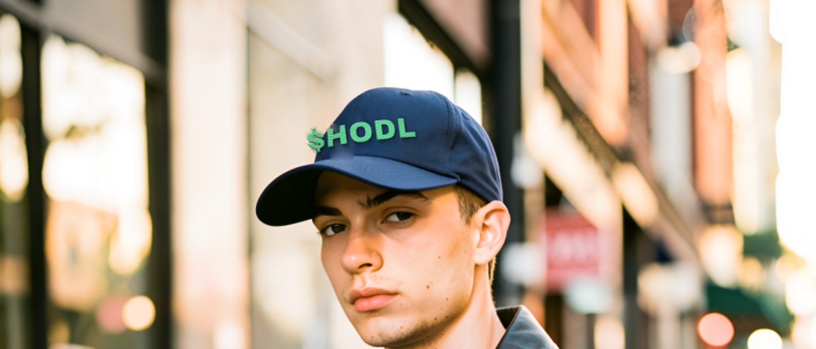 Wide banner — someone wearing a custom-text embroidered cap